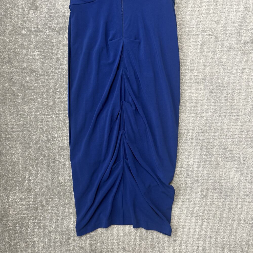 Nicole Miller Dress Womens 4 Blue Sleeveless V Neck Pleated Ruched Cocktail USA - Picture 11 of 11